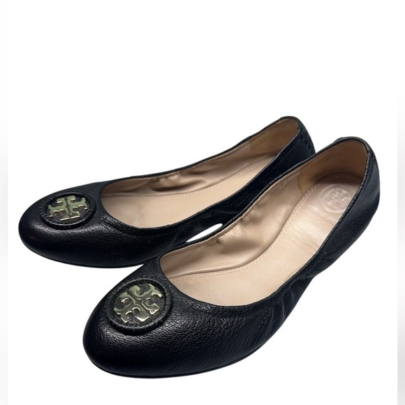 TORY BURCH 'Allie' Black Leather Ballet Flats - Picture 7 of 7